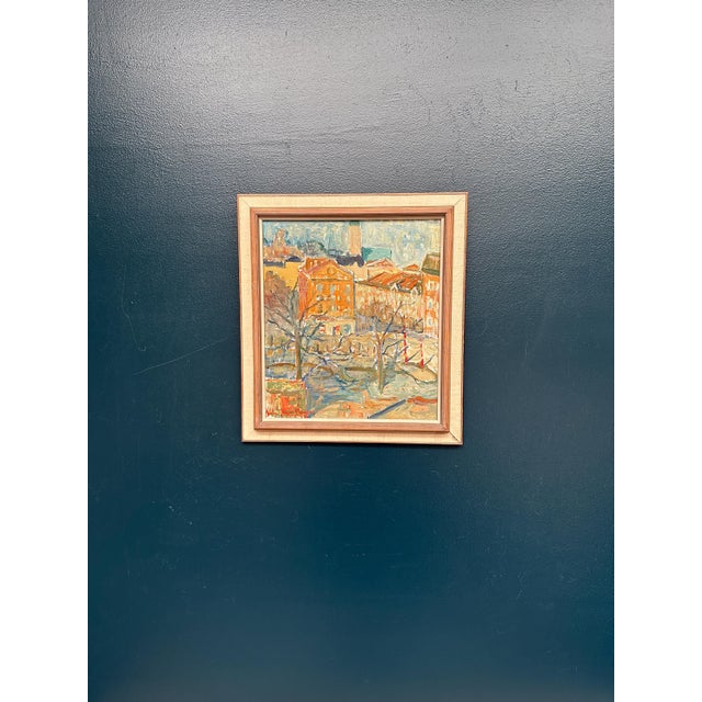 Rune Person, City Scene, 1950s, Oil Painting on Canvas, Framed For Sale - Image 16 of 18