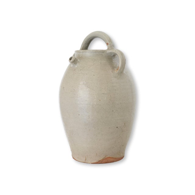 16" Antique French Glazed Terracotta Jug For Sale - Image 4 of 8