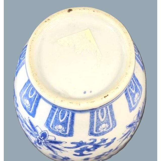Blue and White Chinoiserie Porcelain Vase For Sale - Image 10 of 10