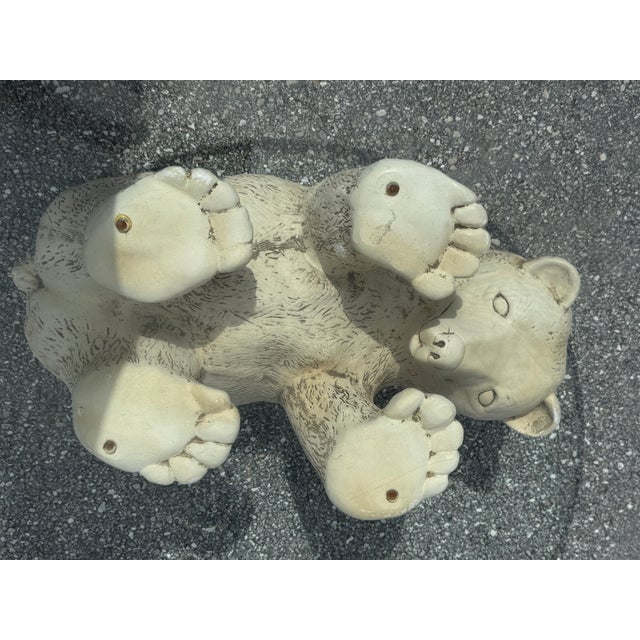 Mid-Century Modern Vintage Rare Polar Bear + Glass Top Coffee Table, 1970s For Sale - Image 3 of 12