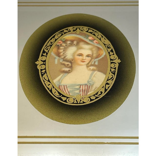 Portraiture Vintage Cameo Oval Felt Backed Mirror For Sale - Image 3 of 6
