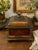 Substantial vintage decorative tea caddy and jewelry box with an ornate Regency Revival design. The architectural...