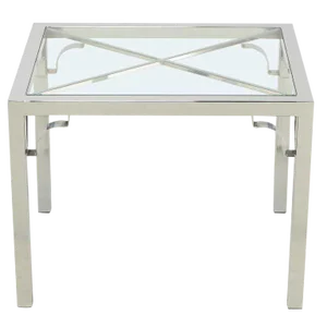 Chrome Parsons Style Chinese Chippendale X-Top End Table