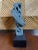 1970s Vintage Signed 13” Hand Hammered Blackwashed Metal Sculpture on Wood Base in a Western Industrial Style For Sale - Image 5 of 17