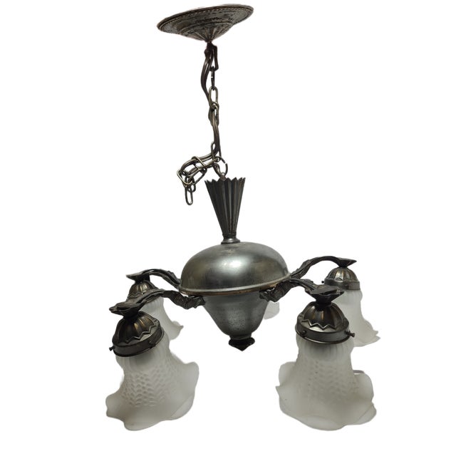 Vintage Art Nouveau Chandelier, Poland, 1970s For Sale - Image 3 of 12