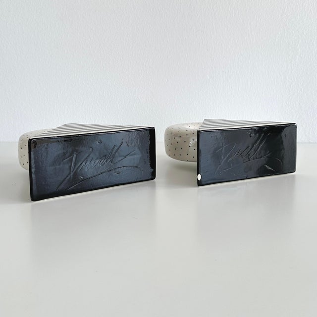 Postmodern Duvall Ceramic Taper Candlestick Holders For Sale - Image 12 of 12