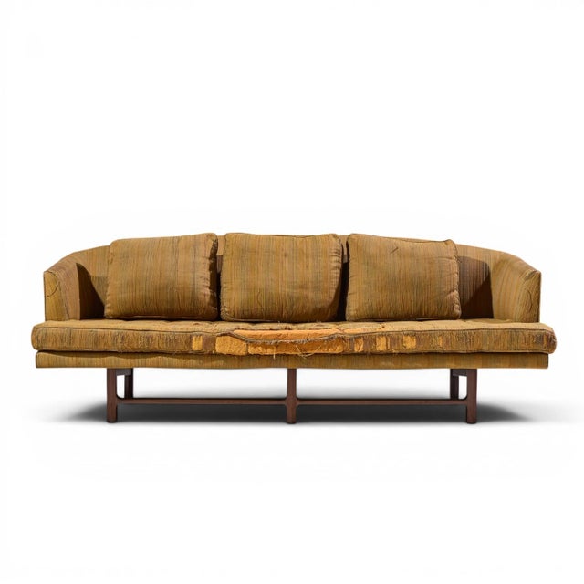 Edward Wormley for Dunbar Model 5244 Mid Century Mahogany Sofa This sofa measures: 80.5 wide x 38 deep x 29 inches high,...