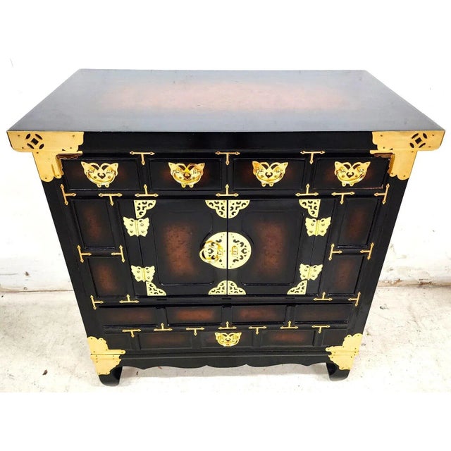 Brown Vintage Asian Side Table Nightstand For Sale - Image 8 of 8