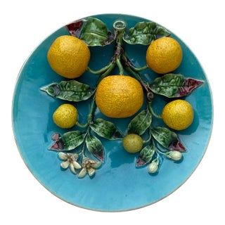 19th Century French Majolica Oranges Wall Platter For Sale