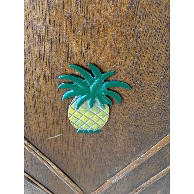 Vintage Coastal Faux Bamboo Cabinet by Palecek With Pineapple Motif Doors For Sale In Naples, FL - Image 6 of 12