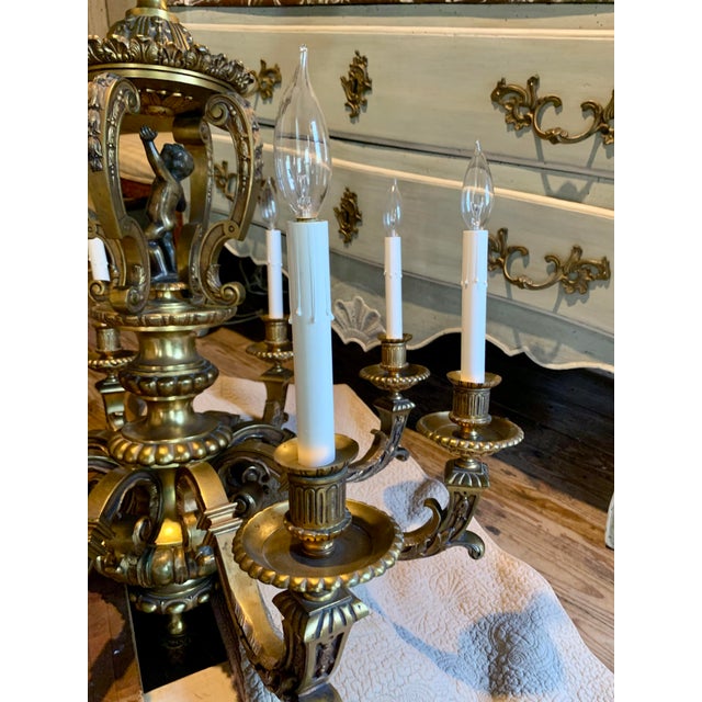 Spanish Baroque Style Bronze Chandelier For Sale - Image 10 of 17