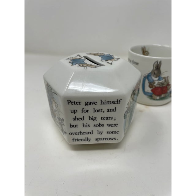 Ceramic Vintage Peter Rabbit Baby Set Mug, Bowl and Coin Bank For Sale - Image 7 of 12