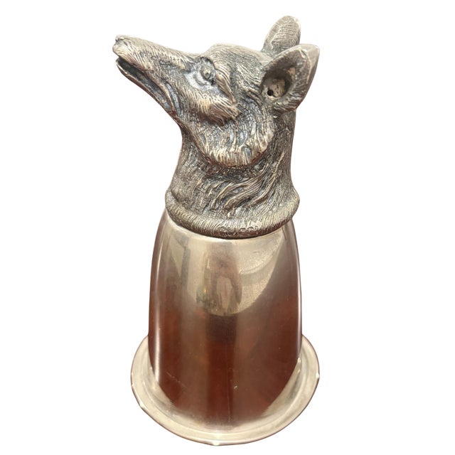 Gucci Vintage Gucci Silver-Tone Fox Head Stirrup Cup For Sale - Image 4 of 8