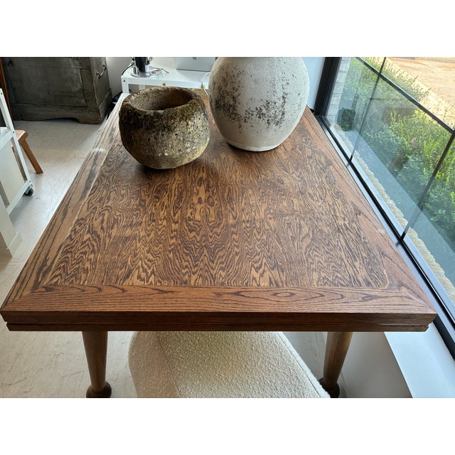 Brown Vintage Solid Oak Table For Sale - Image 8 of 18