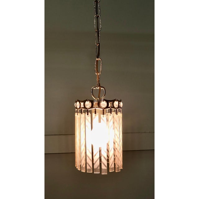 French Art Deco Etched Glass Ceiling Pendants, 1925, Set of 2 For Sale - Image 3 of 8