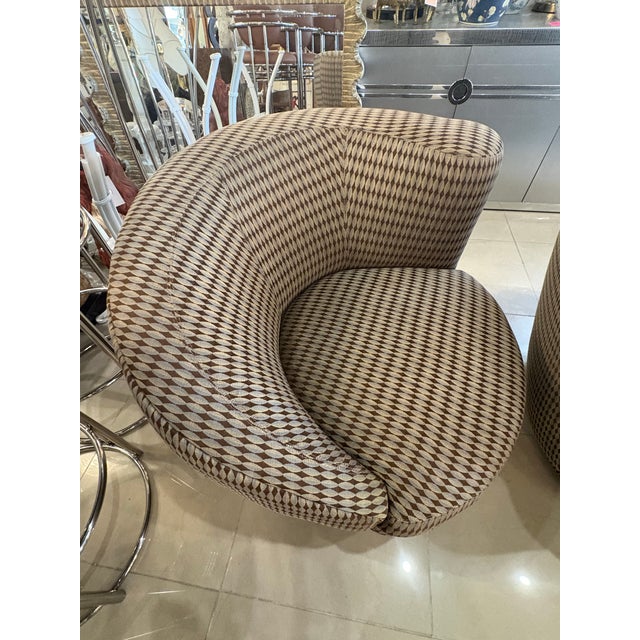 Textile Vintage Pair Vladimir Kagan Nautilus Corkscrew Swivel Lounge Chairs For Sale - Image 7 of 12