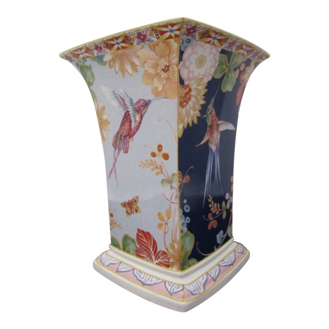 Spode Java F1994 Exotic Bird & Flower 4 Panel Garden Vase For Sale