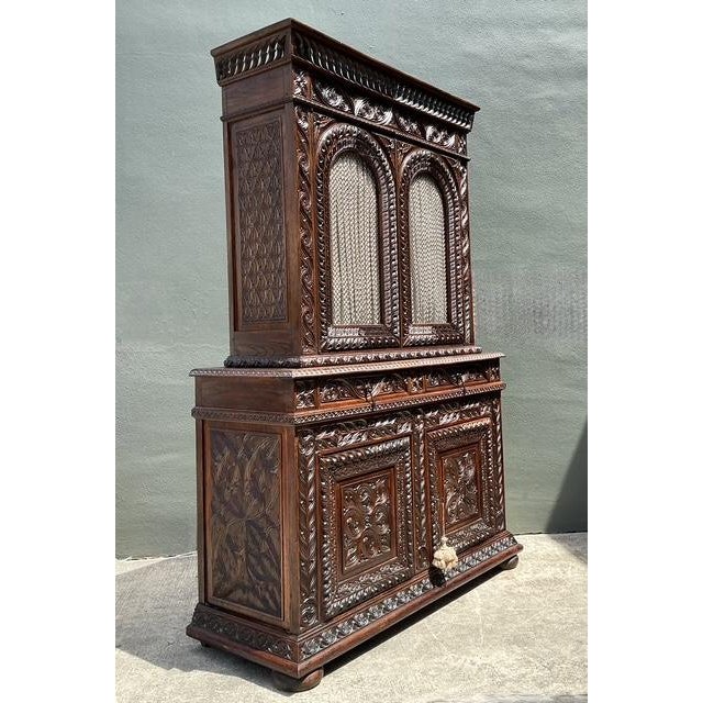 Wood Vintage French Hand Carved Cabinet For Sale - Image 7 of 12