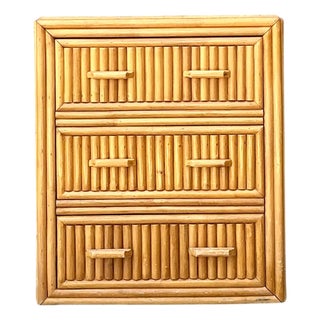 Vintage Rattan Three-Drawer Chest For Sale
