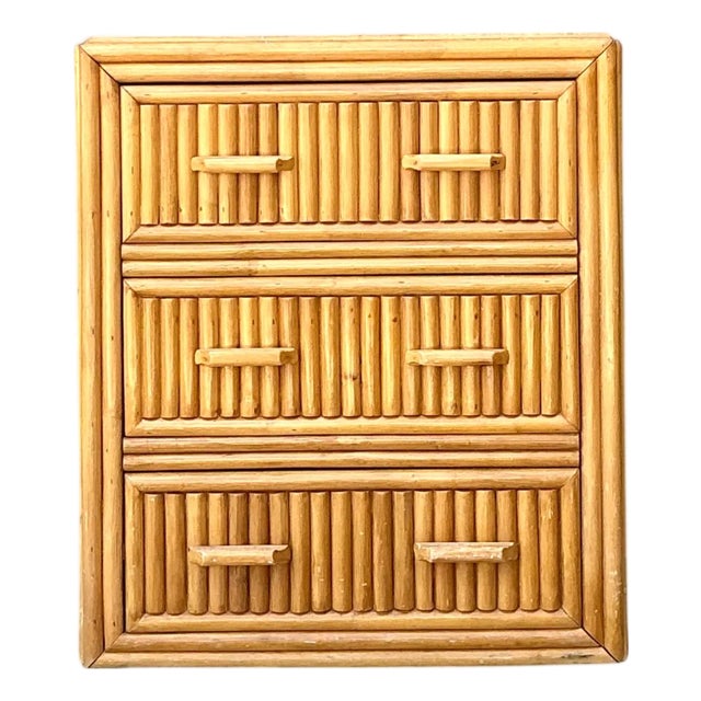 Vintage Rattan Three-Drawer Chest For Sale