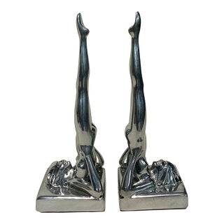 Vintage Frankart Art Deco Standing Nymph Bookends- Pair For Sale