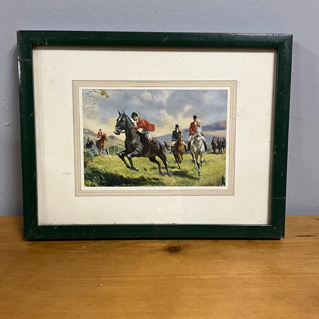 This vintage English reproduction print beautifully captures the energy and tradition of a classic hunting scene....