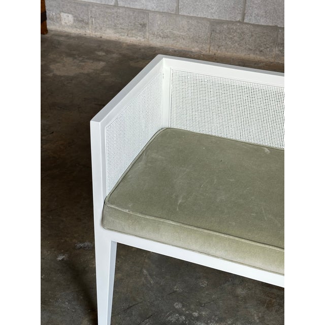 Dunbar Furniture 1960s Edward Wormley for Dunbar Style Cane and Wood Window Bench For Sale - Image 4 of 12
