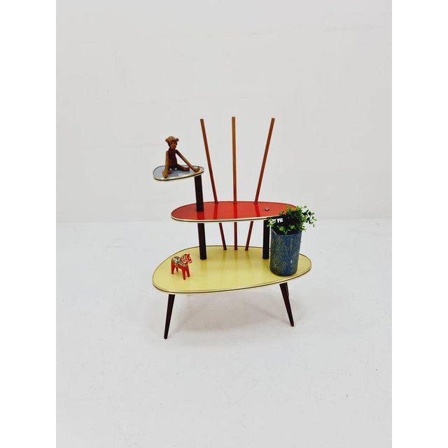 Big 1950s german plant stand, colorful vintage mid-century minimalist indoor plant stand side table retro flower table it...