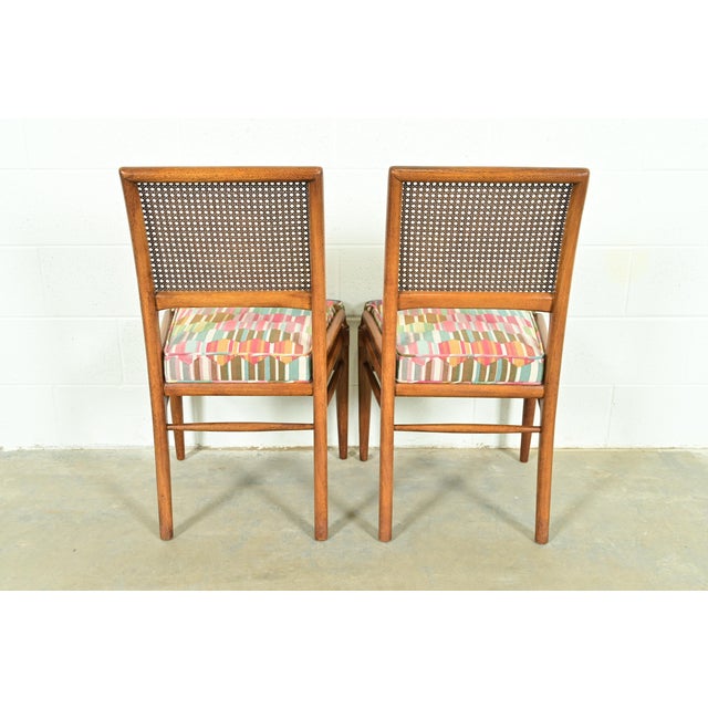 Robsjohn-Gibbings Style Mid-Century Modern Walnut and Cane Dining Chairs by Henredon, Set of Four For Sale - Image 12 of 13