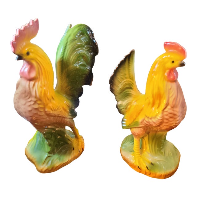 1948 Vintage Rooster & Chicken Figurines- a Pair | Chairish