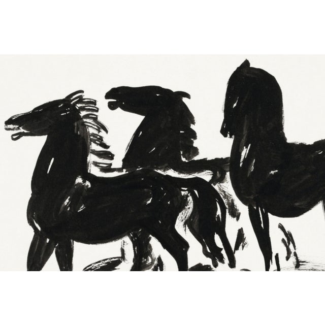Vintage black horse artwork from 1935–1936, reproduced and refined for modern printing. Featuring expressive gestural...