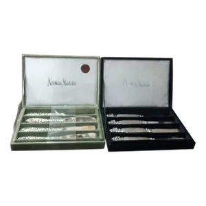 1960s Neiman Marcus Cheese Spreader Sets in Velvet Boxes- 8 Pieces