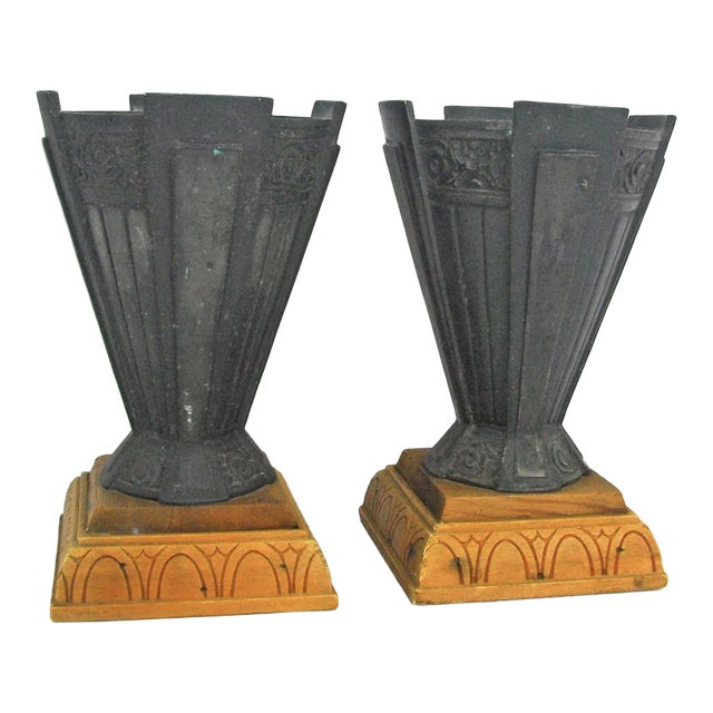 Pair of Art Deco Mantel Urn Vases 1920’s-30’s For Sale