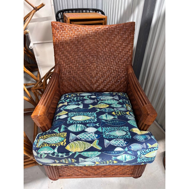 Contemporary Beautiful Rattan Wicker Lounge Chair Made in Usa by Braxton Culler. Comfort and Beauty Will Make This Your “Go To” Lounge and Reading Chair For Sale - Image 3 of 12