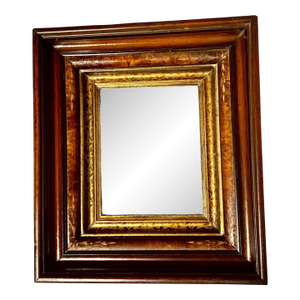 Antique American Victorian Hand Carved Burled Wood, Walnut and Gilt Wall Frame