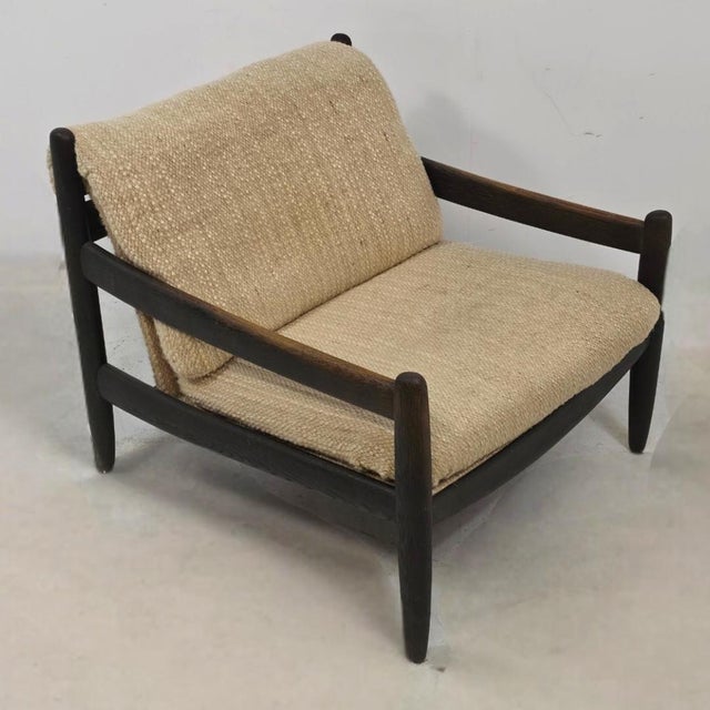 Wood Vintage Lounge Chair in Wool by Carl Straub, 1960s For Sale - Image 7 of 7