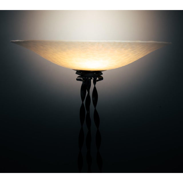 Art Deco Floor Lamp in Wrought Iron and Glass For Sale - Image 6 of 18