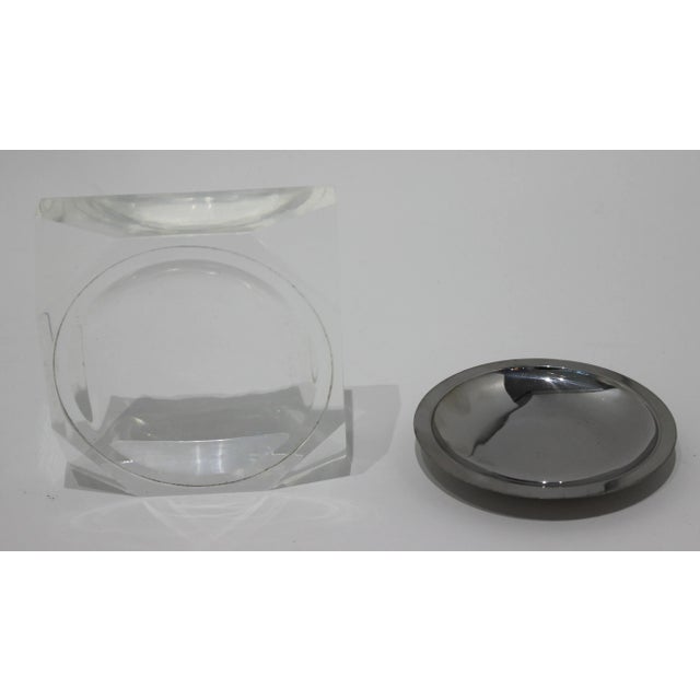 Octagonal Lucite & Stainless Steel Candy or Nut Dish Bowl For Sale In West Palm - Image 6 of 10