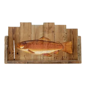 Vintage Rustic Folk Art Fish Painting