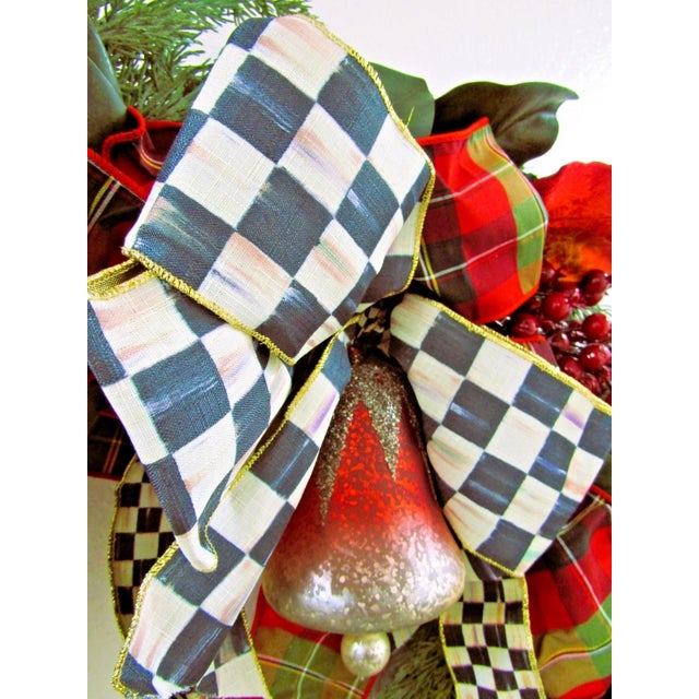 Green MacKenzie-Childs Deck the Halls 24" Round Christmas Wreath For Sale - Image 8 of 11
