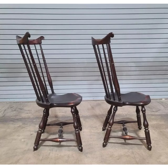 Black Late 20th Century Set of 10 D. R. Dimes Lancaster Comb-Back Windsor Chairs Black Crackle Finish For Sale - Image 8 of 12