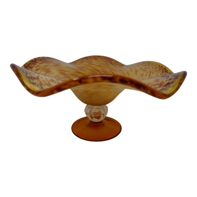 Vintage Italian Glass White Cristal Centerpiece For Sale