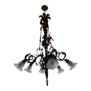 Antique Late 19th Century H. Luppens Et Cie Belgium Bronze Chandelier