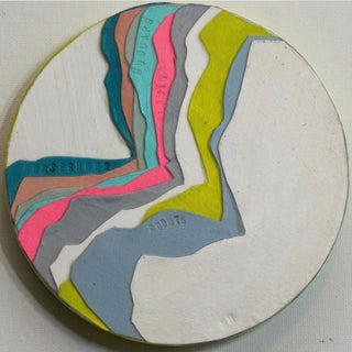 Labeling The Anthropocene 1 by Nicole Hyde | Acrylic on Paper on Cradled Panel Abstract layered shapes. For Sale