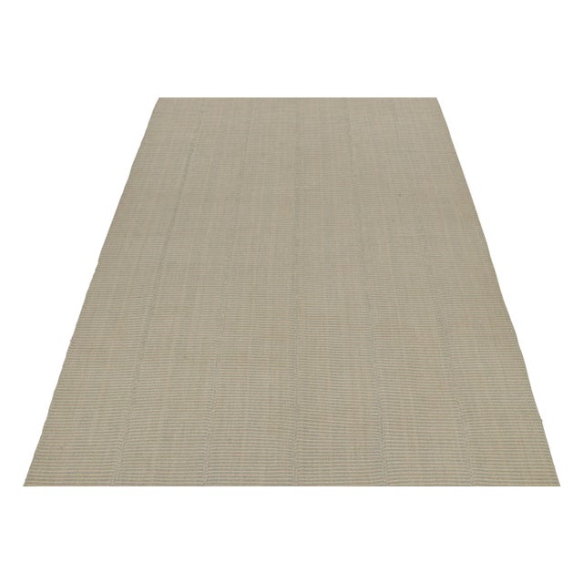 Contemporary Rug & Kilim’s Contemporary Kilim in Blue and Cream Stripes For Sale - Image 3 of 7