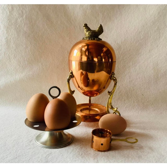 Vintage Tagus Portugal Copper Egg Coddler Complete With Chicken Finial For Sale - Image 13 of 18