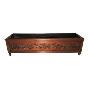 Vintage Oak French Planter Jardinière With Metal Liner