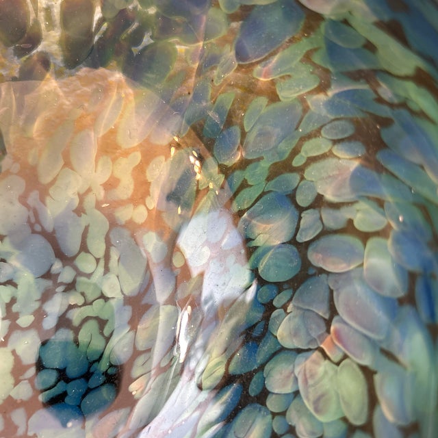 Glass Green Blue and White Multi- Swirl Blown Art Glass Bowl For Sale - Image 7 of 9