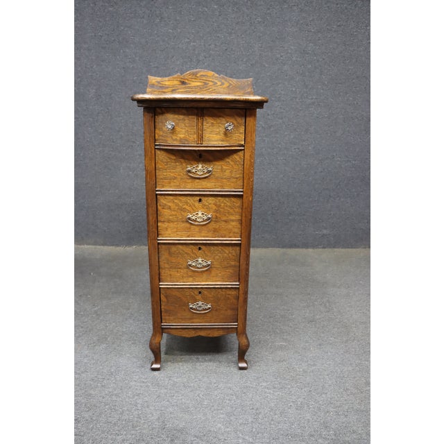 Wood Victorian Quarter Sawn Oak Lingerie Chest For Sale - Image 7 of 9