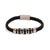Metal Men's Fashion Style Black Leather & Silver Bracelet For Sale - Image 7 of 7